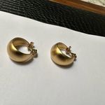 Monet Signed  Matte Gold Tone Hoop Clip-on Clip On Earrings Photo 3