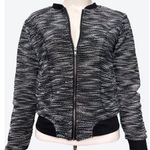 Almost Famous Black White Knit Zip Front Crew Neck Bomber Jacket Size Large Photo 0