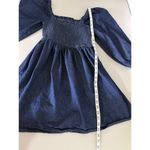 J.Crew  Smocked Dark Denim Chambray 100% Cotton Puff Sleeve Short Mini Dress S Photo 7