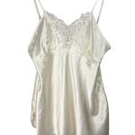 Vtg Y2K Cinema Etoile Satin Slip Cami Tank Embellished Lace Sz Large White Photo 0