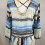 Zac and Rachel  soft colors abstract print bell sleeve top size small Photo 4
