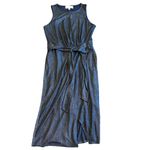 Superfoxx Navy Silver Sparkle Dress Sleeveless Sheath Ruched Party Size Large Photo 1