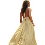 Free People Look Into the Sun Maxi Dress Sz S Lemongrass Summer Halter Style Photo 3