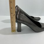 Via Spiga‎ Womens Pump Heels Metallic Leather Croc Almond Toe Size 8M Silver Photo 4