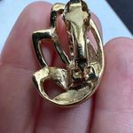 Trifari Signed Blue Enamel Clip On Earrings Gold Tone Photo 7