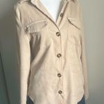 Romwe Lightweight Corduroy Beige Button-Up Layering Overshirt Photo 10