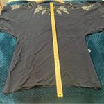 Free People Navy Blue Floral Beaded Embroidered Chiffon Dolman Sleeve Dress M Photo 15