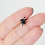 Cute Small Black Spider Stud Earrings - Halloween, Goth, Emo, Vampire, Steampunk Photo 0