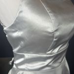 Women’s Silver Satin Short Prom Party Dress Spaghetti Straps Size 6 *READ Photo 10