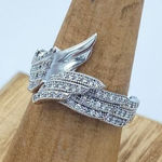 Angel Wings Pave Set CZ Sterling Silver Ring Size 8 Photo 0