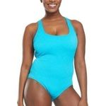 Athena Wave After Wave Tank One Piece Textured Blue Lagoon Swimsuit Size 14 NWT Photo 0
