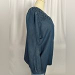 Bandolino  Blue Smocked Tunic with Mandarin Collar (847) Photo 2