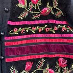 Vintage Black and Red Floral Embroidered Cardigan beaded size large? Photo 2