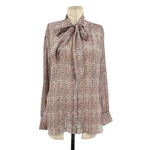 Reiss Kelsie Metallic Tie Neck Top Pink Blouse Size US 6 Photo 1