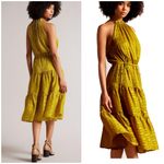 Ted Baker Eymilia Jacquard Halterneck Midi Dress US 10 Yellow Photo 1