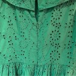 ZARA  Broderie Anglaise Cutwork Embroidered Eyelet Ruffle‎ Midi Dress Green Sz XS Photo 13