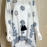 J Jill Bohemian White & Blue Print Ocean Breeze Poncho, NWT. Photo 0