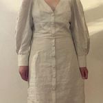 Just Fab Linen Blend Tan Long Sleeve Button Down Mini Dress Size: S NWT Photo 0