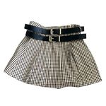 Moon River Double Belted Pleated Plaid Mini Skirt Photo 1
