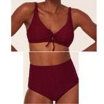 ANDIE  Bikini Set‎ Crete Top Super High Waisted Bottoms Syrah Red Lace size Small Photo 1