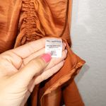 House of Harlow 1960 Auburn Orange Satin Side Ruched Midi Dress Size Large Photo 5