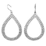 Sparkling Formal Prom Fancy Rhinestones Teardrop Drop Dangle Earrings Silver Photo 7