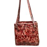Brahmin Vintage  Red Floral Embossed Leather Shoulder Bag w/ Interior Storage Photo 1