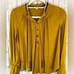 Anthropologie Akemi + Kin gold/yellow long sleeve beaded tassel blouse PXS Photo 7