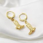 Gold Cowboy Western Boot Earrings Photo 1