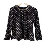 Old Navy  blue printed embroidered neckline blouse size small Photo 0