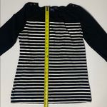 Jones New York  Black and White Striped Long Sleeve Top Women’s Medium Photo 4