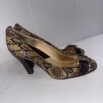 Michael MICHAEL KORS Snakeskin Leather Pumps High Heel Shoes Brown Black 10M Size 10 Photo 3