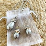 Brighton  Neptune's Rings 2 pc Gray Pearl Necklace & Earrings Bundle RARE Photo 0