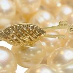 14K Yellow Gold Clasp Peach Freshwater Cultured Pearl Hand Knotted Necklace 26” Photo 3
