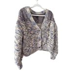 Forever 21  Chunky Cable Knit Cropped Cardigan Sweater Size Small V Neck Multi Photo 1