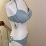 J.Crew  Lace up Side tie Lowrider Bikini blue with halter top 36C M bottom NEW Photo 1