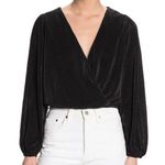 ASTR THE LABEL | Plisse Surplice Faux Wrap Top Textured Black Blouse | Size XL Photo 0
