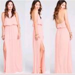 Show Me Your Mumu SMYM Heather halter maxi dress in Frosty Pink Chiffon NEW MED Photo 1