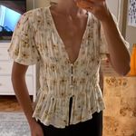 ZARA  Puff Sleeve Floral Button Front Top XS Photo 0