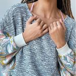 Anthropologie Saturday Sunday Sweater S Days Week Marled Grey Cropped Oversized Blue Photo 0