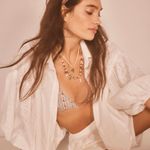 Free People  Chic Gold and Tan Beaded Necklace Photo 2