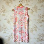 Vintage 60s 70s pink white floral paisley mod print satin sleeveless mini dress Size XL Photo 4