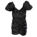 Naked Wardrobe  Runway Faux Leather Ruched Puff Sleeve Dress Photo 3