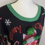 Meowy Christmas Holiday Ugly Sweater Cat Kitten Lover Embellished Womens Size L Black Size L Photo 4
