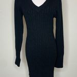 Black Sweater Dress Cable Knit Long Sleeve Sz Medium Photo 0