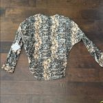 Free Kisses Snake Pattern Graphic Fitted Blouse Brown Black MSRP $38 Photo 6