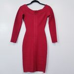 Herve Leger Candice Red Lipstick Dress Bodycon Photo 4