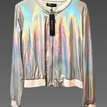 Allegra K *NWT*  Holographic Zip Up Lightweight Jacket Sz Small Photo 0