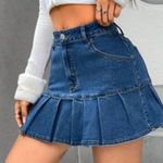 Denim Pleated Mini‎ Skirt Blue Photo 0
