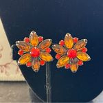 Lee Vintage JUDY  Clip On rhinestone Earrings Cadmium Glass glow Photo 1